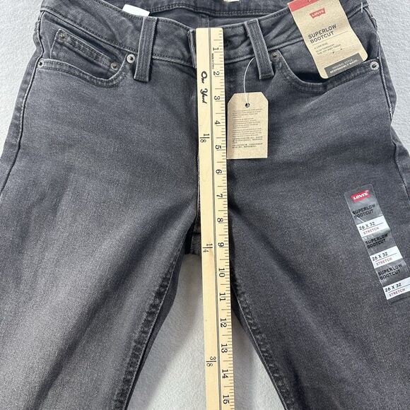 LEVI’S Women’s Super Low Bootcut Jeans Black Washed Size 26 Low-Rise Y2k *New* - Picture 13 of 15